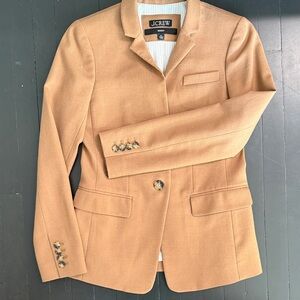 J.Crew REGENT Women's Camel Tan Jacket Wool-Blend Fitted Blazer Size 00